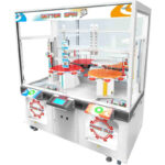 2 player arcade prize game with rotating shelving