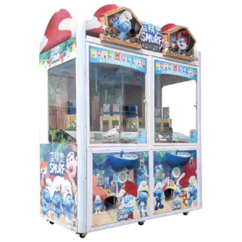 Coin Pushing Arcade Machine with Smurfs wrapped design